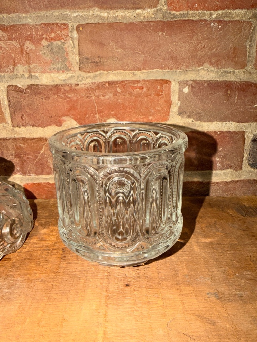 1880s Two Piece Fairy Lamp Clear Pressed Glass Dish & Compote Set MCM - Picture 7 of 11